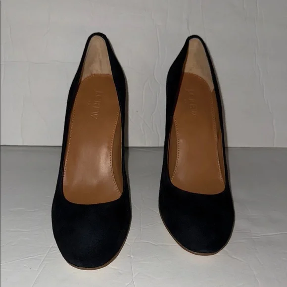 J. Crew Black Classic Suede Round Toe Block Heel Pumps Women’s Size 7.5 - Picture 2 of 6
